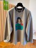 Women's 2025 Cartoon Print Woolen Long Sleeve T-shirt: Loose, Warm, Plus Velvet, Brushed Inner Layer