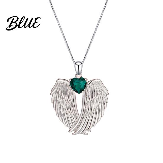 Angelic Charm Necklace Angel Wings Rhinestone Hug Guardian Pendant Blessings