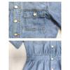 Fashion Street Polo Collar Single-Breasted Waist Slim Looking Blue Temperament Leisure Short Sleeve Mid Length Long Length Denim Dress