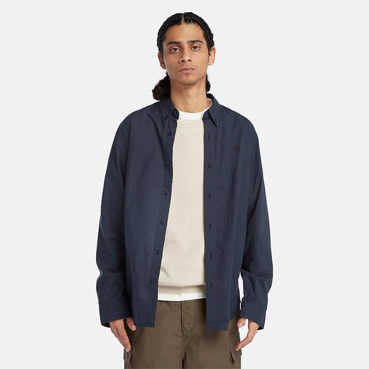 Timberland Outdoor Casual Business Long Sleeve Shirt Men Shirts Deep-Sapphire-Blue A2ANC-433