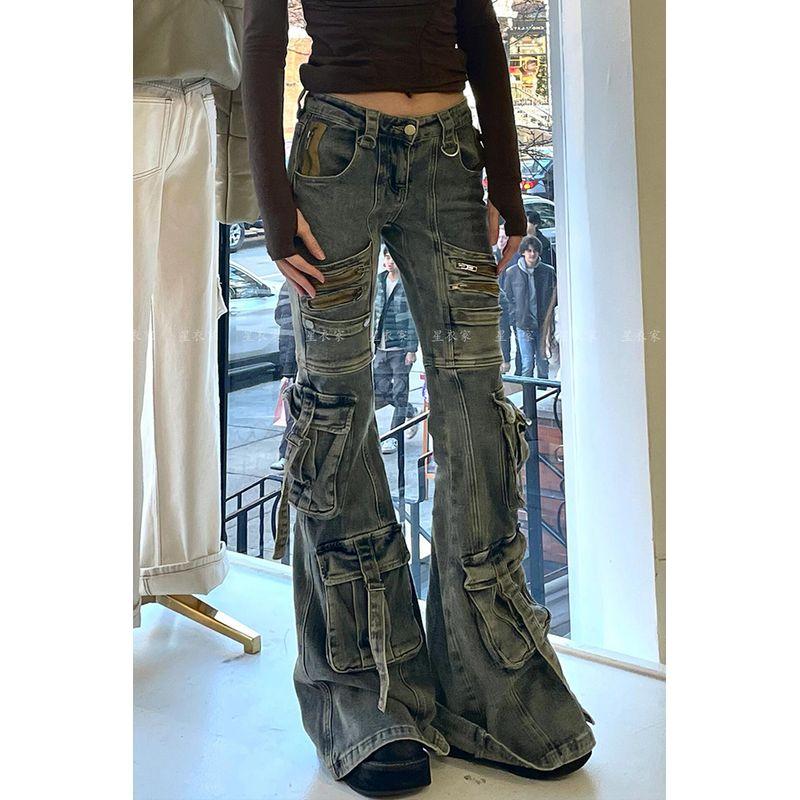 

Модная ретро стиральная машина Энергия Ветер Брюки карго Детские Летние Новинка Y2g Ветер Миллениума Сексуальные Брюки клеш с низкой посадкой Cargo Pants L