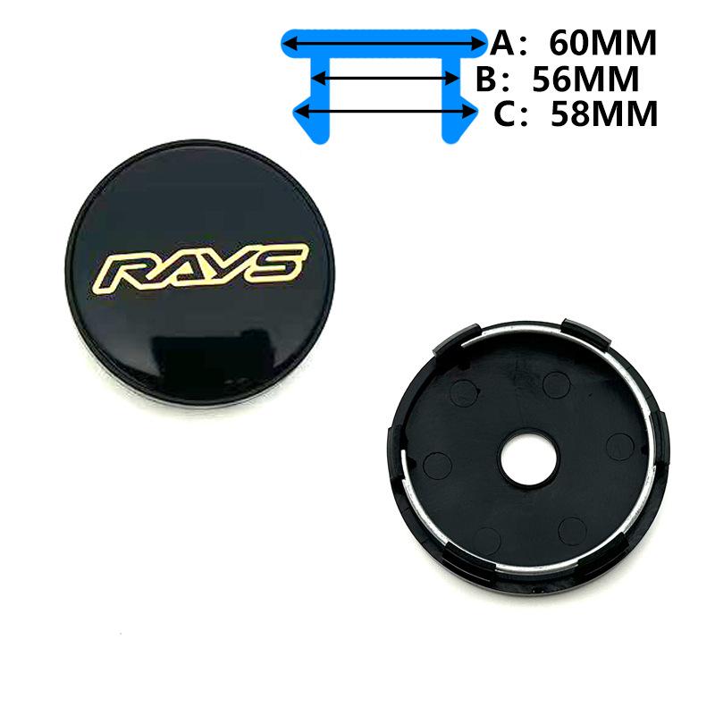 RAYS Wheel Hub Cap: 60MM Outer, 56MM Inner, 68MM Center, RAYS Logo