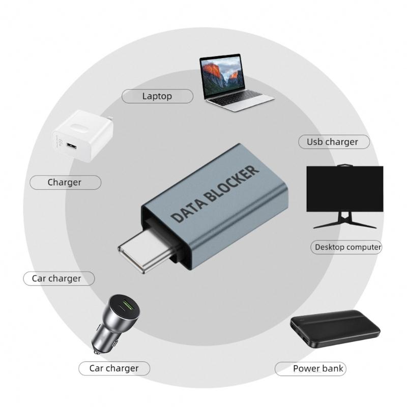 Portable USB Type C Data Blocking Charging Prevents Hacking Aluminum Housing Universal Compatibility for Phones Devices