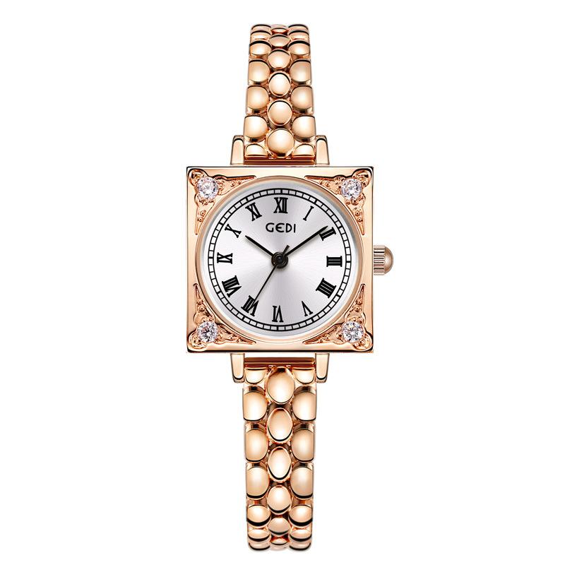 Retro High-Value Women'S Quartz Watch Medieval Exquisite Small Square Plate Women'S Watch Light Luxury Waterproof Women'S Watch