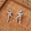 Unique Silver Color Metal Three-dimensional Character Clip Earrings for Women Creative Retro Earrings Jewelry