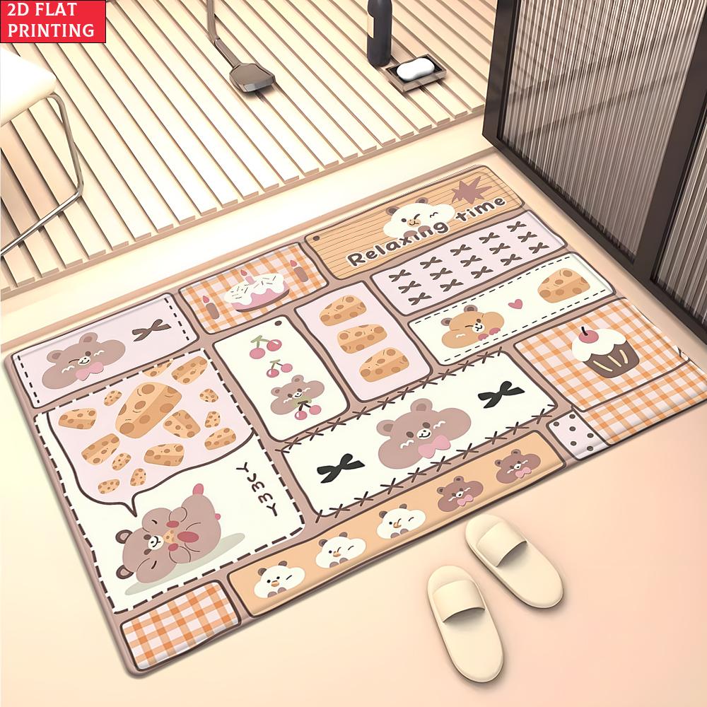 Kawaii Cartoon Bear Large Room Carpet Non Slip Cartoon Kids Bedroom Living Room Floor Mat Home Decor Children's Play Carpet