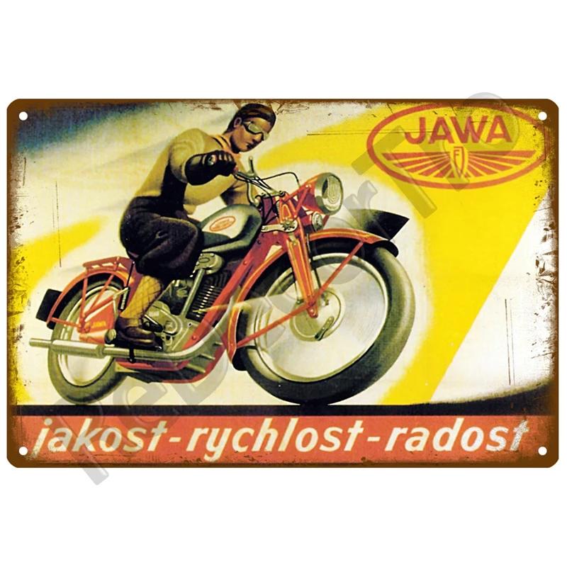 JAWA Vintage Nástěnný Plakát Vintage Retro Nástěnný Domácí Restaurace Dekorace Plaketa Kovová Nástěnná Dekorace Umění Kovová Značka Plechová Značka Talíř