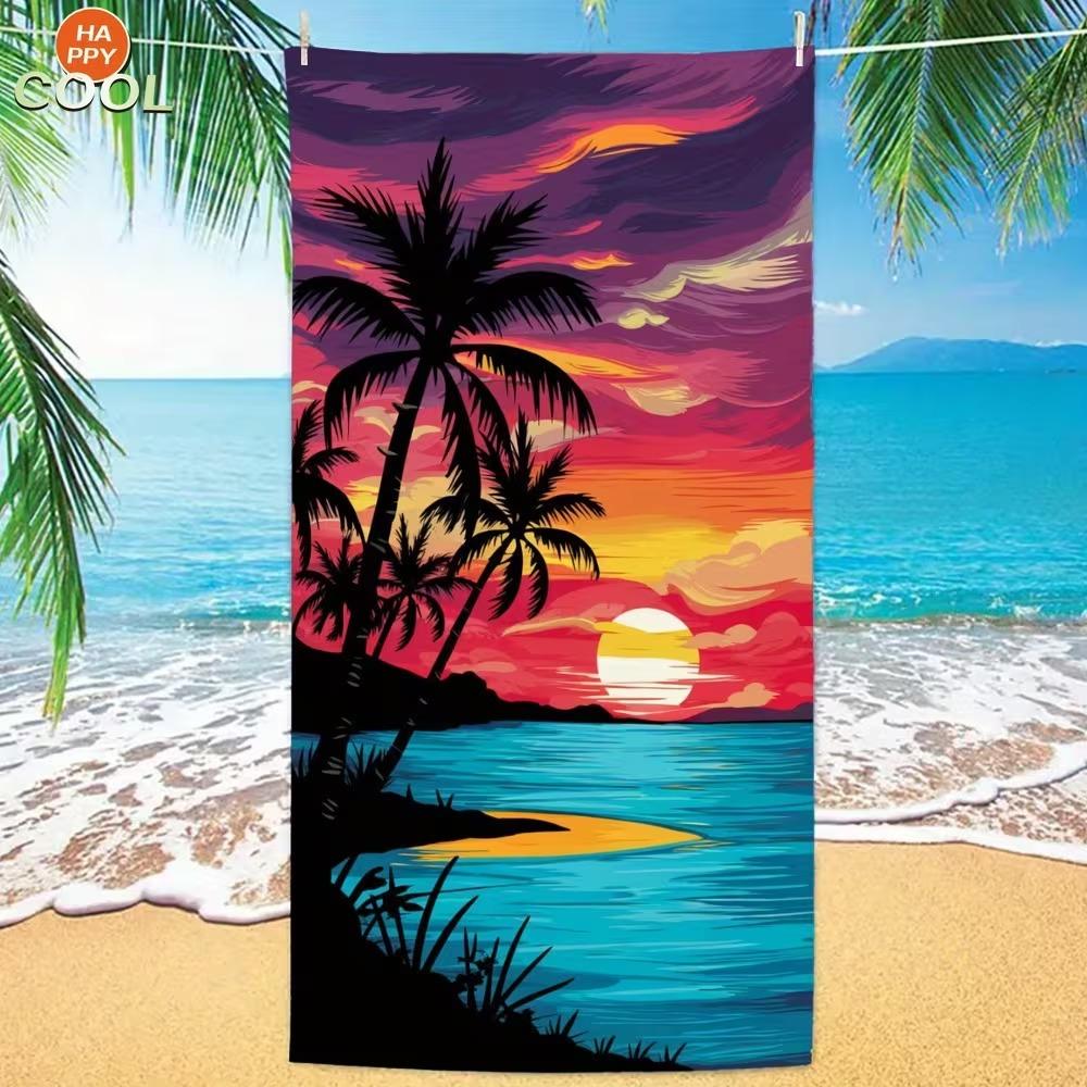 Beach Theme Beach Towel Starfish Shell Printing Microfiber Quick Drying Absorbent Large Bath Towel