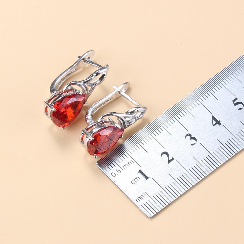 Niebieska Biżuteria Wisiorek Kolczyki Naszyjnik i Pierścionek Zestaw Damski