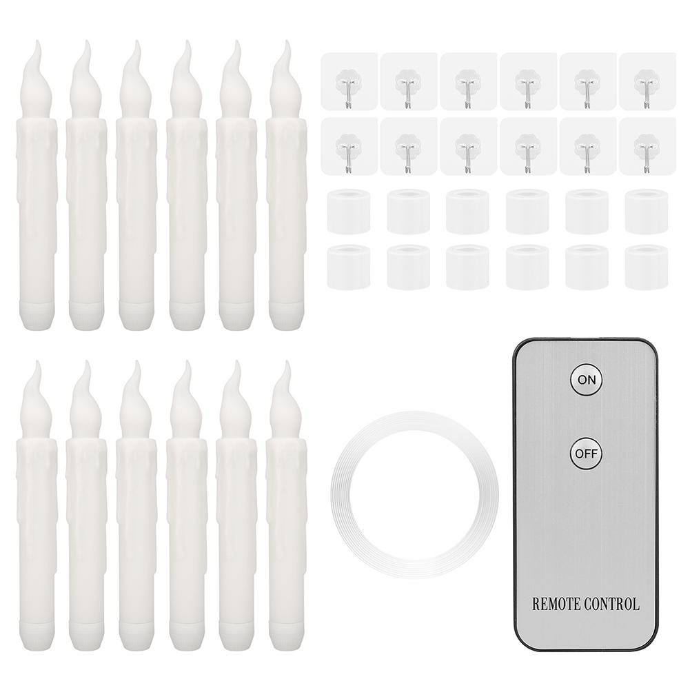 Pack of 12/24pcs LED Floating Taper Candles with Remote Flameless Flickering Hanging Candle Light for Home Christmas Party Decor