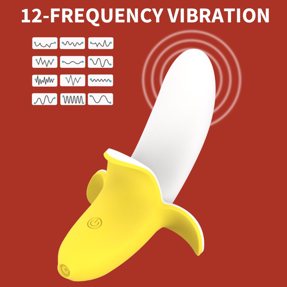 12 Frequency Rechargeable Silicone Banana Vibrators Adult Orgasm Stimulator Masturbator Sex Toys for Women Gay Vagina Anus Toys