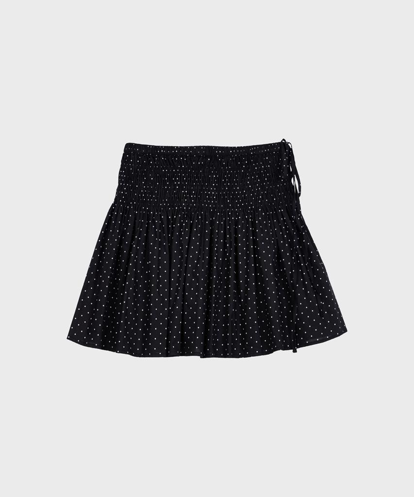 Alkialka Smocked Dot Skirt (Black)