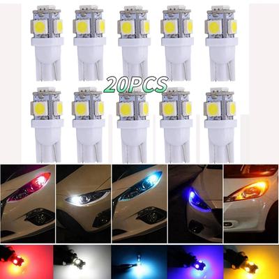 20 PCS 12V T10/W5W 5050 SMD 7500K Car Interior Dome Reading Lamp Side Wedge Trunk Lamp