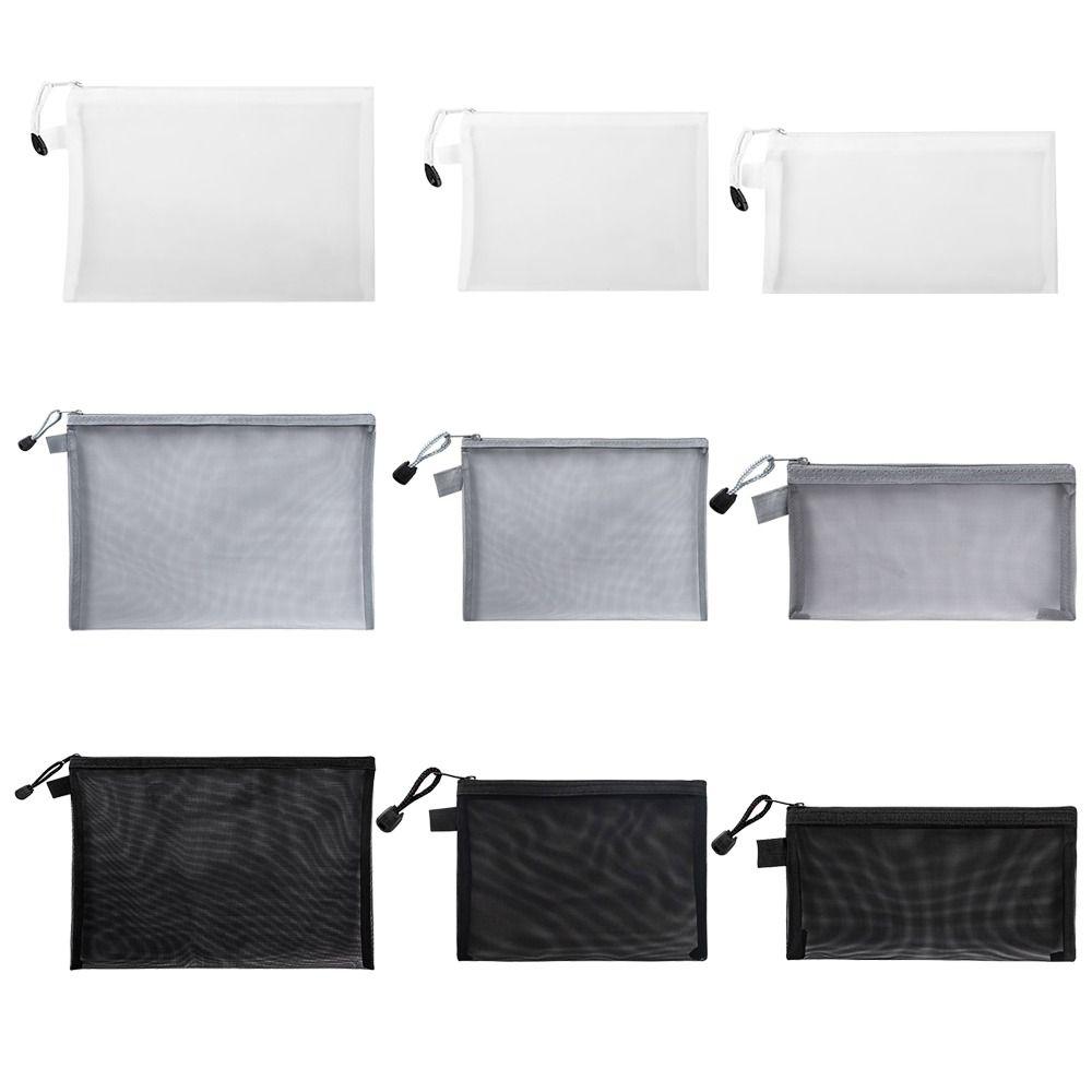 Transparent Mesh File Bag Nylon Pencil Case New Pen Bag  Office