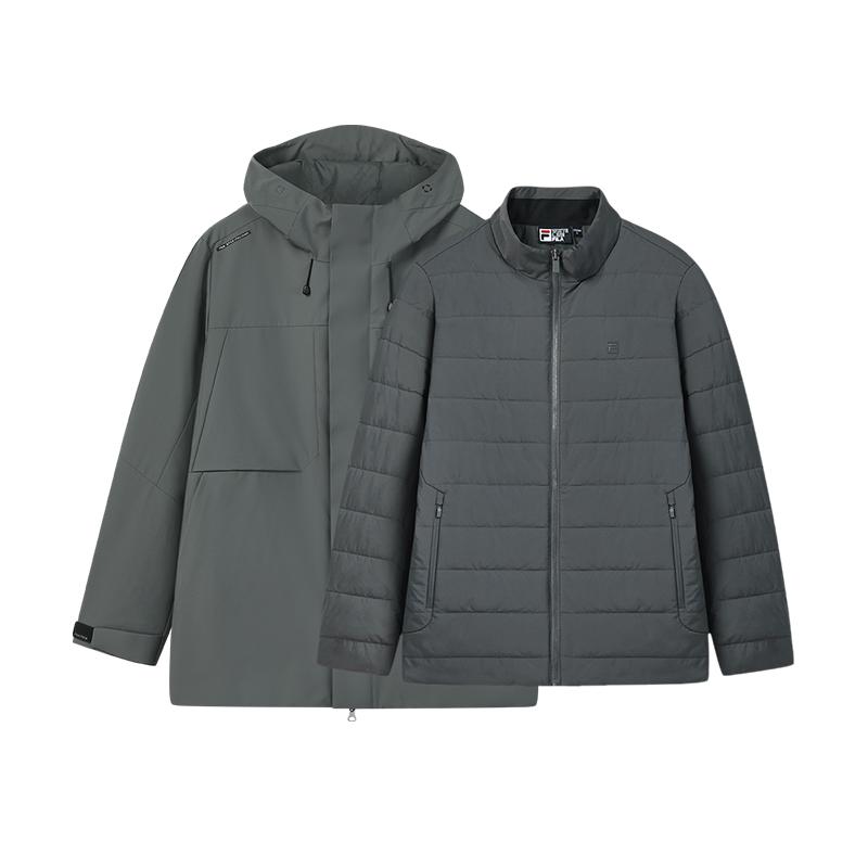 FILA White Removable Three-In-One Fashion Simple Classic Casual Versatile Comfortable Warm Two-Piece Cotton Jacket Men jackets F11M613902FCC