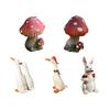 Resin Garden Figurine Cute Mushroom Goose Bunny Statue for Outdoor Garden Backyard Yard Porch Patio Lawn Decor