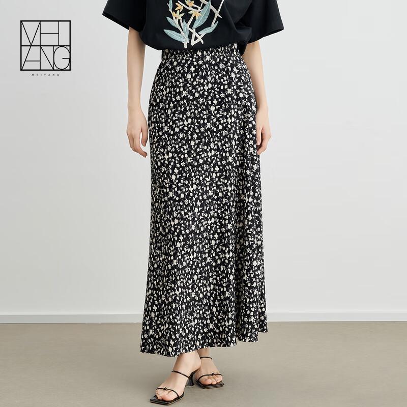 

MEIYANG Floral A-Line Midi Skirt XL
