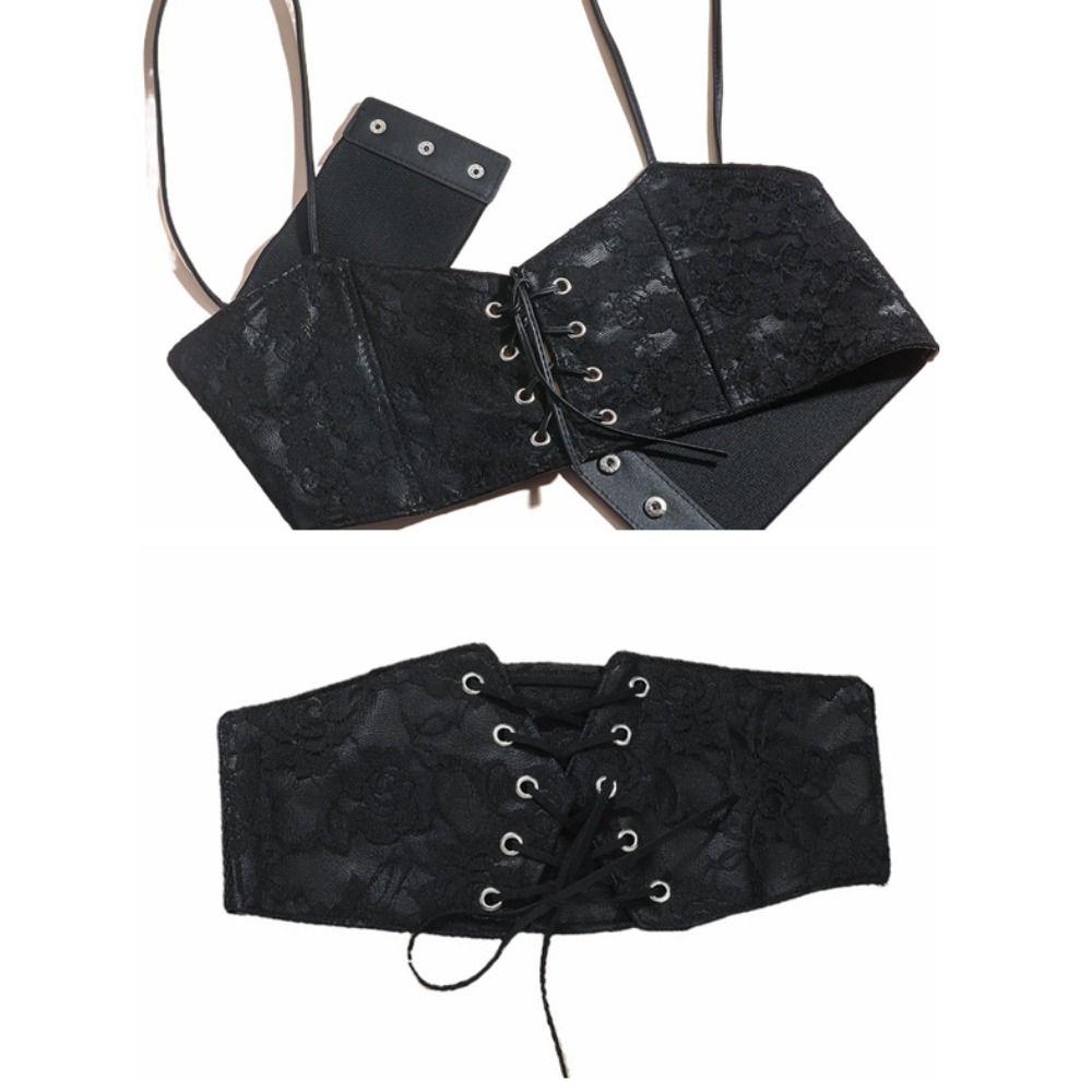 Black Women Waistband PU Leather Waist Belt Luxury Lace Cummerbunds  Daily