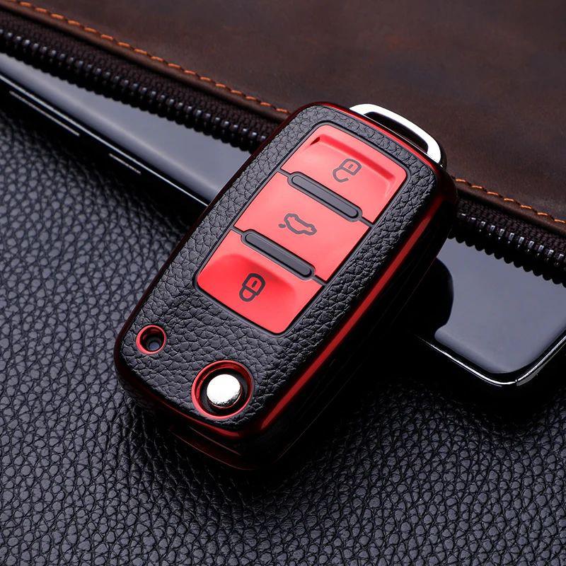 1pc TPU Car Key Case Cover For Leather Cover Protection Bag for VW Volkswagen Polo Tiguan Passat Golf Jetta Lavida Skoda Octavia
