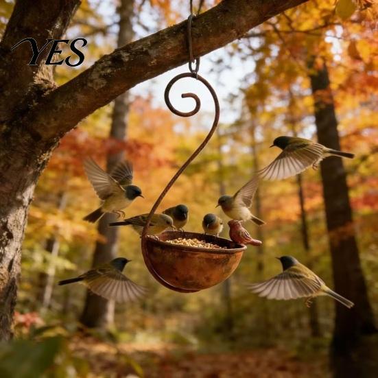 Bird Feeder Outdoor Hanging Feeder, Garden Metal with Curled Hook, Spiral Hook Decorative Wild for On Tree Branches Balcony Porch Vintage Style
