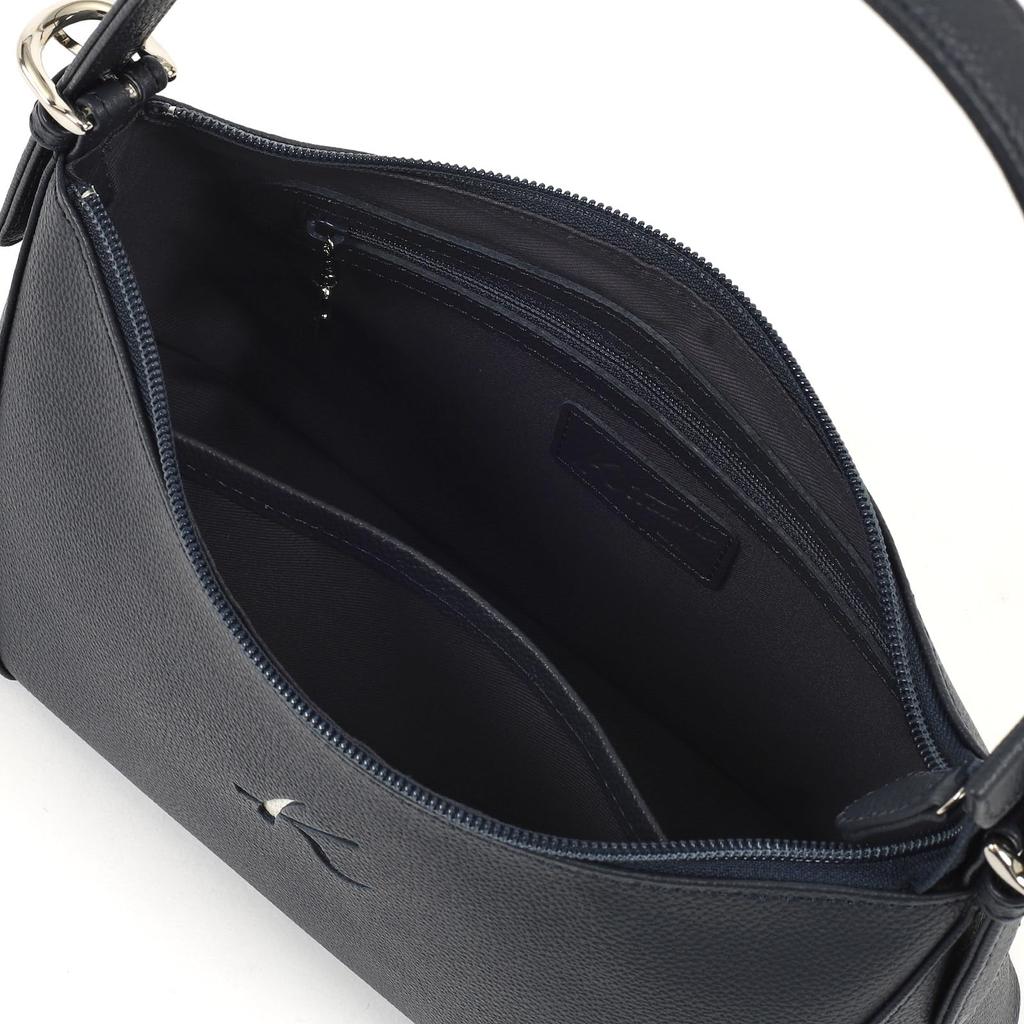 Kitamura Y-1455 Kleine geprägte Rindsleder Halbschultertasche, Dunkelblau (Marine) 10101