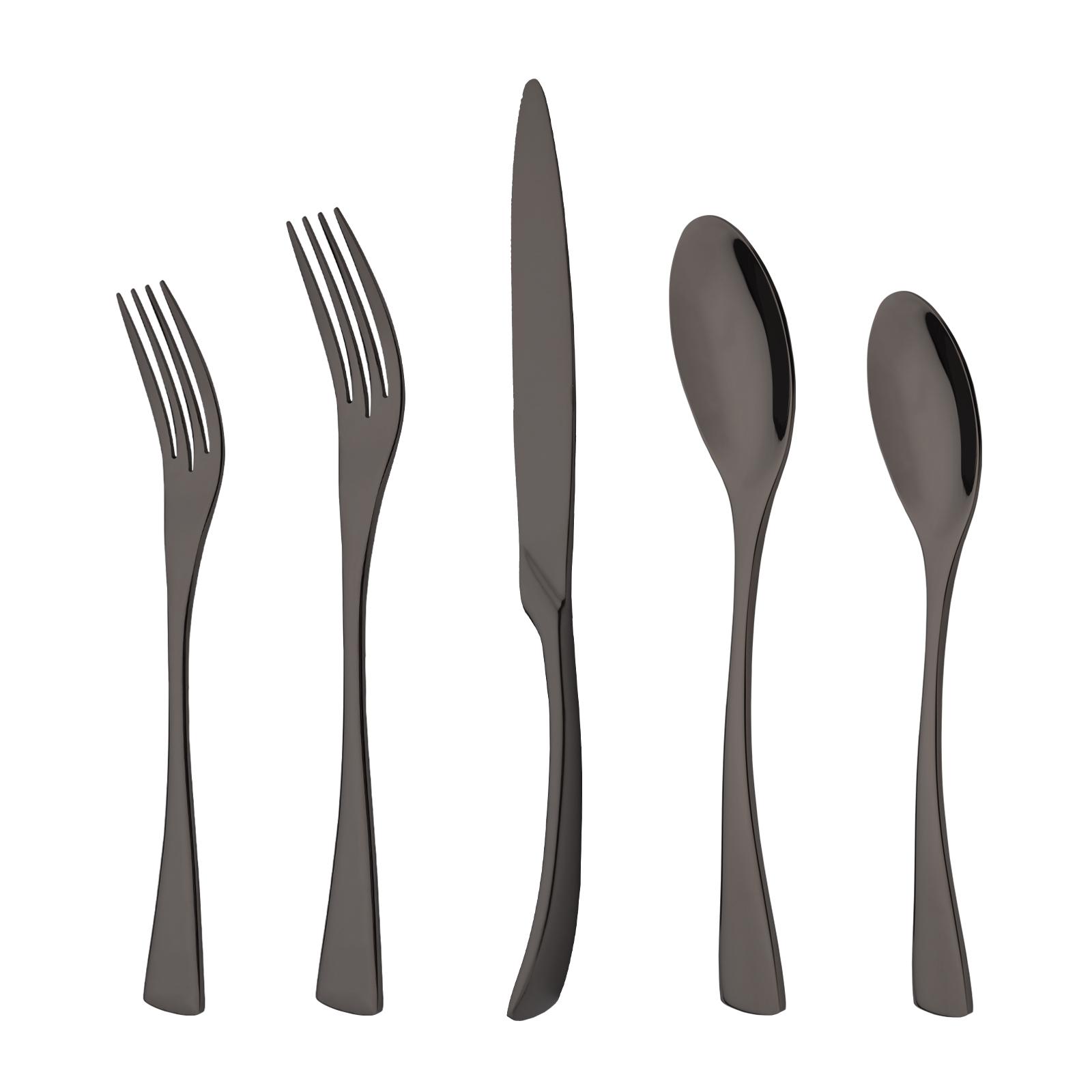 

Набор столовых приборов с черной зеркальной полировкой, ложка, нож, вилка из нержавеющей стали 304, кухонная посуда, набор столовых приборов, семейный набор для отеля, ресторана 1Set чёрный