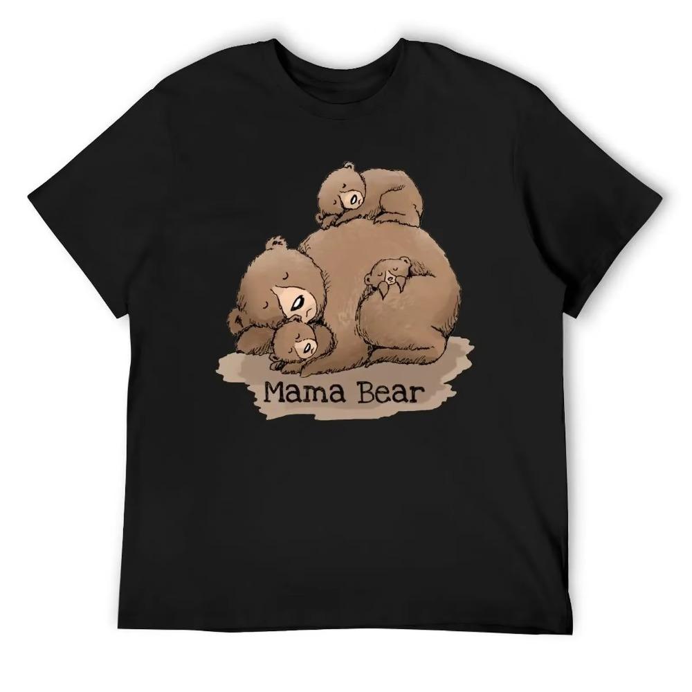 

Харадзюку День матери Мама Медведица Женская футболка с рингер-воротником Унисекс Футболки для движения Винтажная Крутая Повседневная Европейский размер S