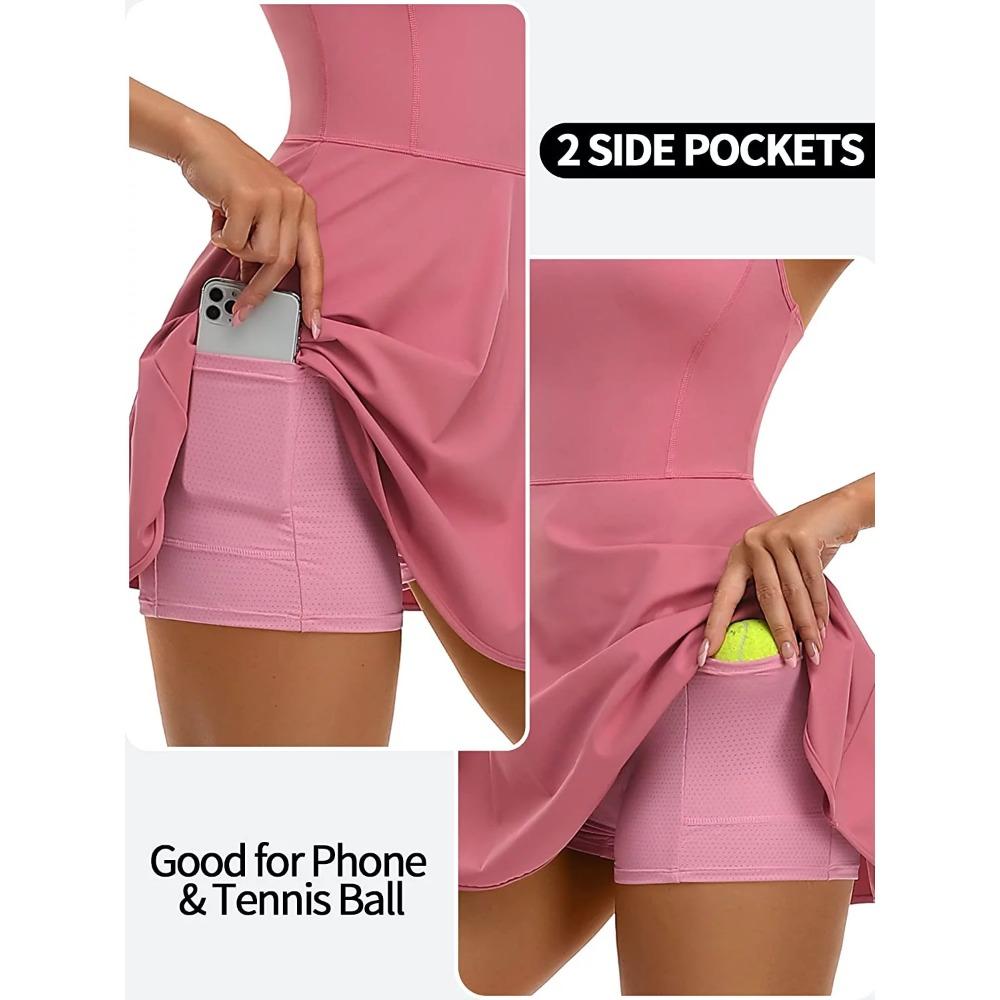 CHARMLEAKS Tenisové šaty pro ženy Šaty na cvičení s vestavěnou podprsenkou a kapsami kraťasů Sportovní šaty na cvičení Golfové šaty