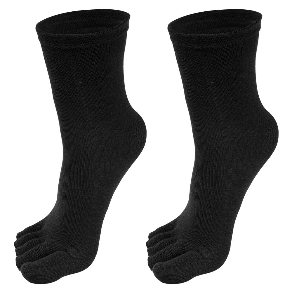 5 Paia Calzini alla Caviglia a Dita Separate per Uomo Donna Calzino Monocolore a Cinque Dita Calzino Sportivo da Corsa in Cotone Assorbente Sudore Calzino a Tubo Medio con Dita Separate