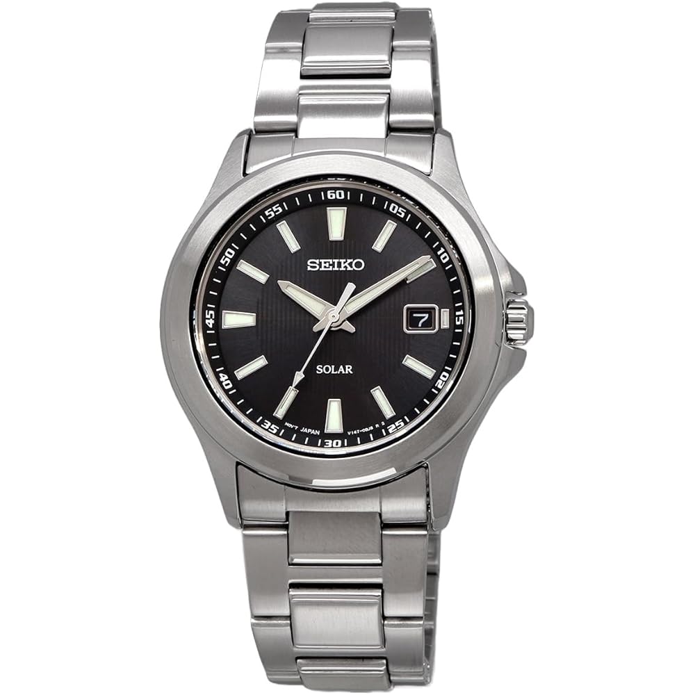 Seiko Solar Quartz Watch SBPN067 Silver Black Men's 40mm