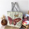 Canvas-Tasche Große Kapazität Canvas-Tasche Damen Doppellagig mit tragbar Einfache Webstickerei Schulter Reißverschluss Einkaufstasche Ethnischer Stil