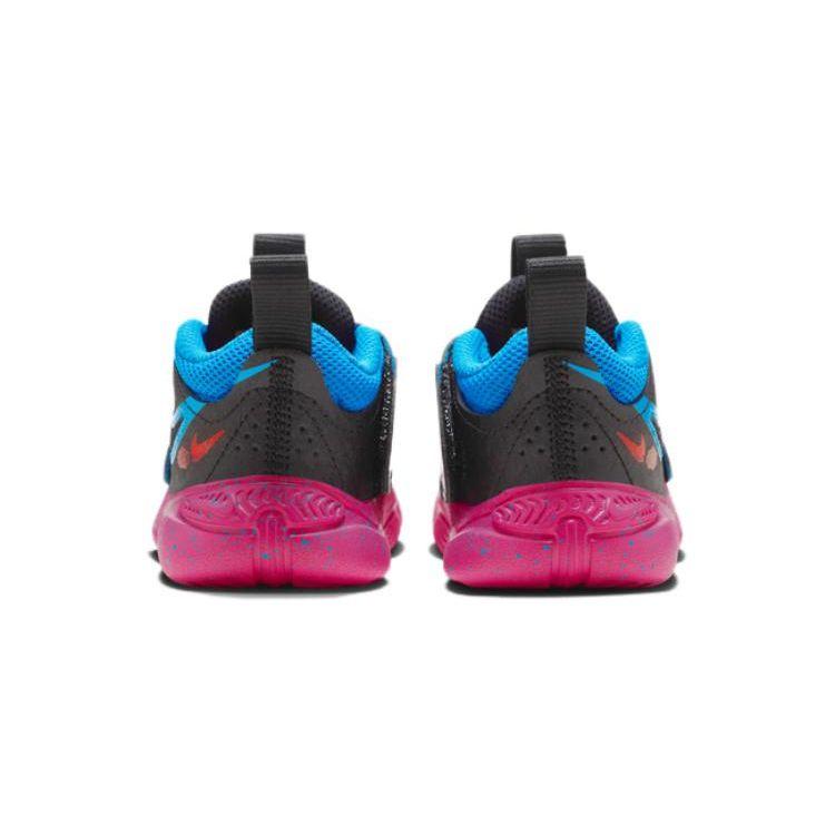 Nike Team Hustle D 11 Synthetic Leather Comfortable Versatile Shock Absorbing Durable Low Top Walking Shoes Baby Shoes Black Purple FB7573-001