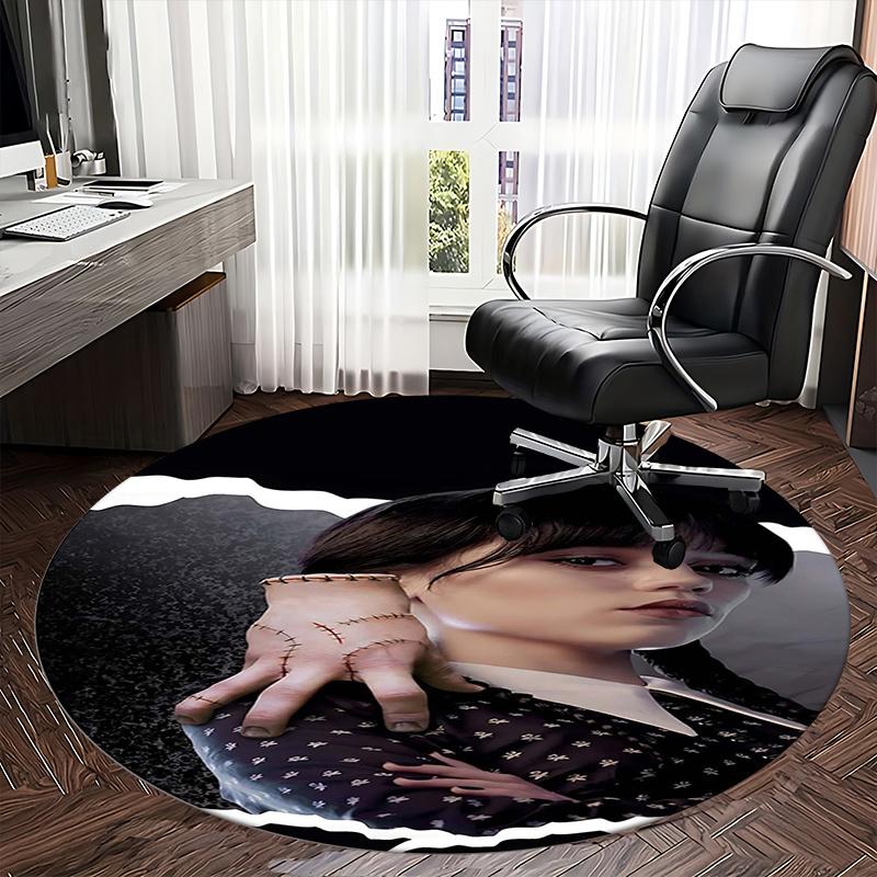 The Addams Family,Gothic Fashion Chair Mat Round Rug Office Carpet, Machine Washable, Non Slip, Suitable for Living Rooms, Bedrooms