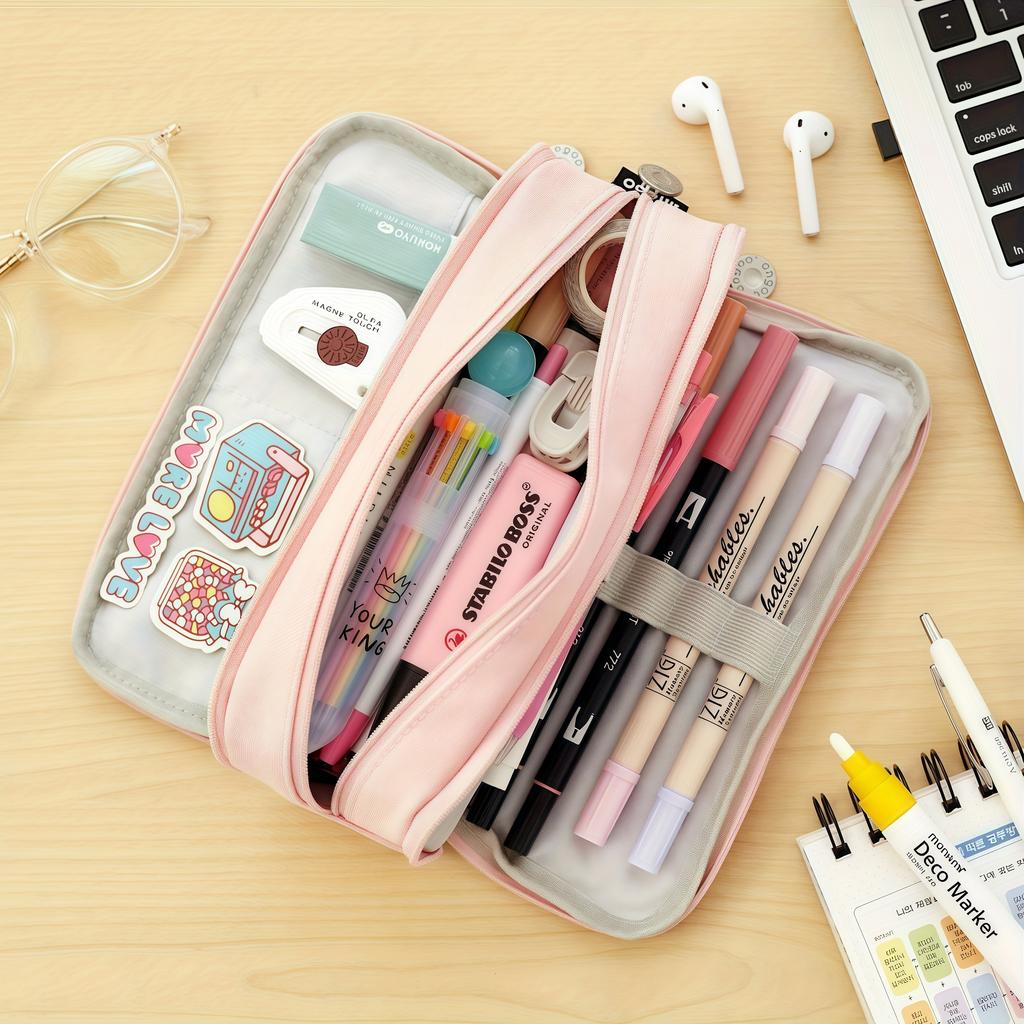 New Extra Large Capacity Portable Pencil Case, Simple Aesthetics Lightweight and Durable, Ideal for Students and Offices
