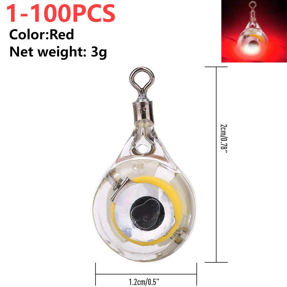 1-100PCS Mini Fishing Lure Light LED Deep Drop Underwater Eye Shape Fishing Squid Fishing Bait Luminous Lure to Attracting Fish