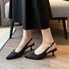 stiletto bow high heels. Pointed temperament single shoes, fattened and widened women's shoes
