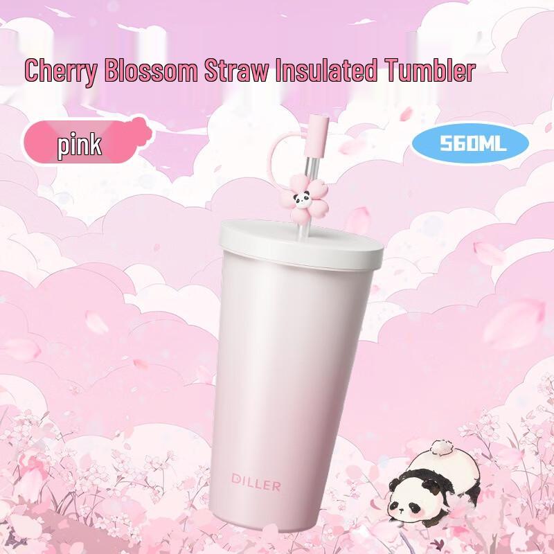 Diller 560ML Sakura Straw Insulated Tumbler