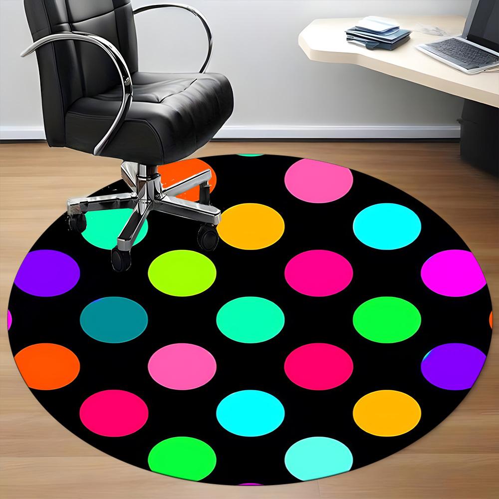 1PC Colorful Dots Pattern Chair Carpet for Office, Indoor Non-Slip Washable Carpet, Soft Comfortable Mat For Office Room yy250930197