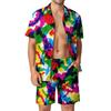Conjuntos de Camisetas Arcoíris Impresión 3D para Hombre Moda Casual Manga Corta Camisas Pantalones Cortos Oversize Ropa de Calle Hawaiana Trajes Ropa
