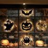Cool Halloween Designs Pumpkin Hanging Decor, Non-Woven Ghost Ornament with Light String, Spooky Holiday Decorations Door Wall Decor for Party