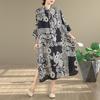DIMANAF New 2026 Women Plus Size Spring Summer Beach Long Dress Lady Loose Oversize Maxi Floral Print Cotton Vintage Black