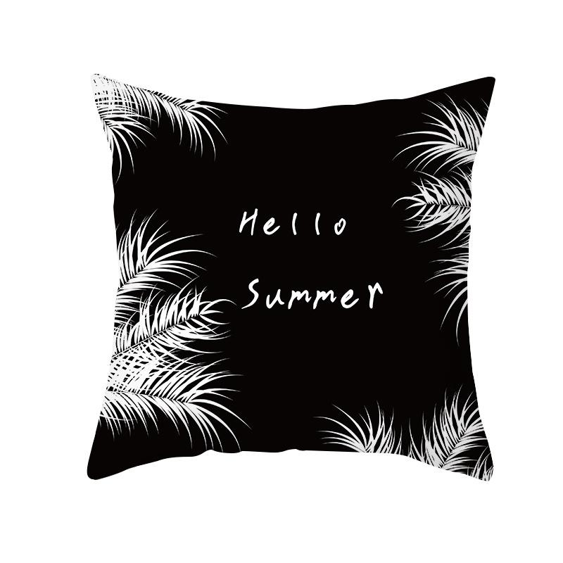 Nordic Throw Pillow Cover Black and White Letters Peach Velvet Cushion Cover Sofa Cushion Cover