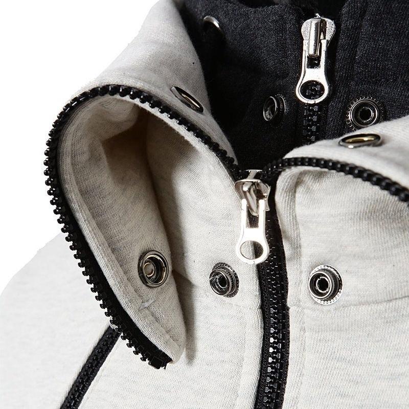 Men's Thickened Hoodies Double Zipper Assassin's Creed Autumn and Winter Slim Coat