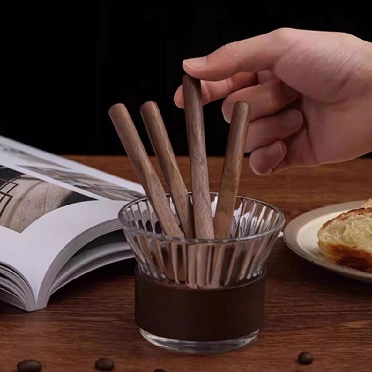 Professional  Walnut Stir Stick Round Tip Coffee Accessory Ergonomic Long Grip Stirring Spoon Home Cafes Essential