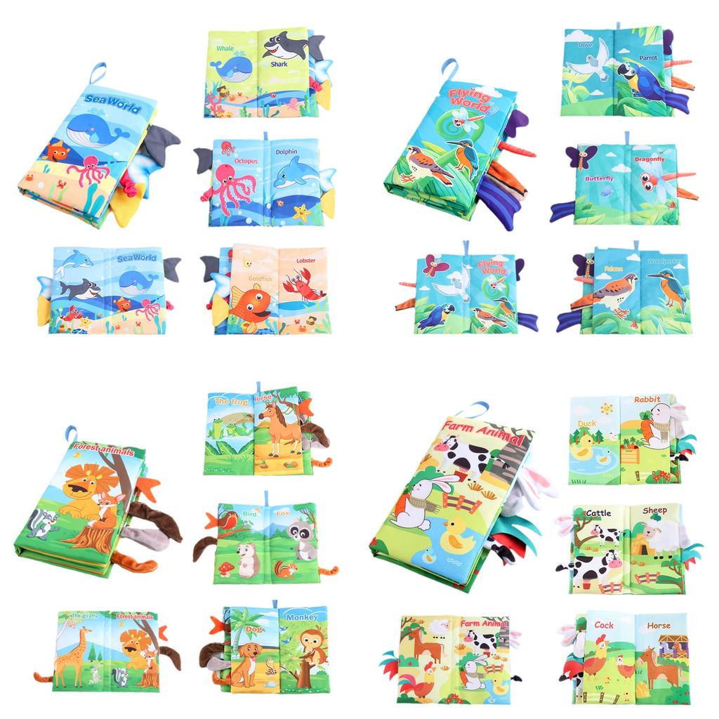 Baby Ocean Forest Flying Animal Tail Cloth Book Early Education Toy With Rustling Paper