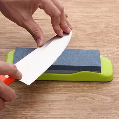 Piedra de afilar de doble cara de grosor para el hogar, Afilador de cuchillos de alta dureza para cocina, Afilador de cuchillos práctico con base antideslizante