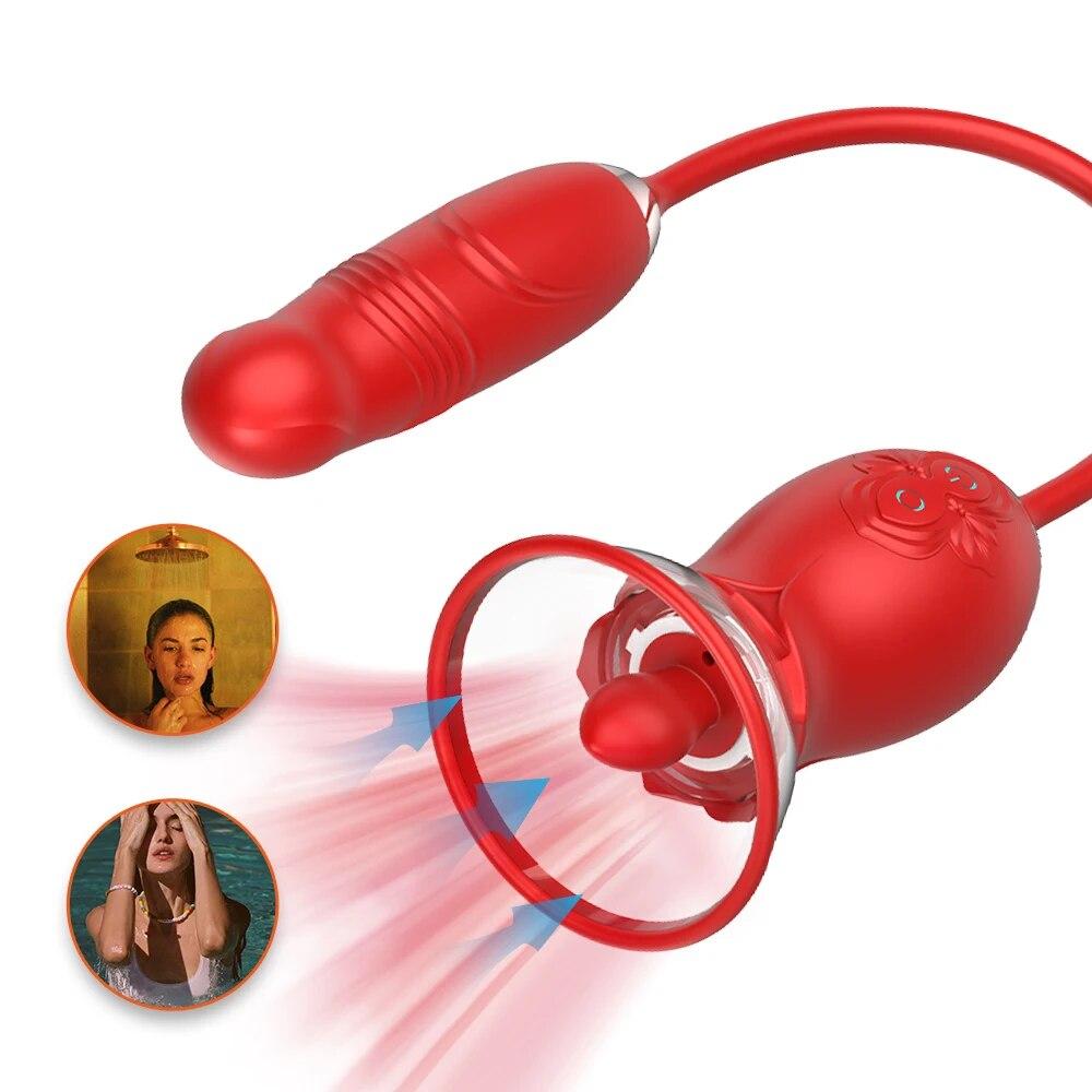 Rose Sucking Vibrator for Women G Spot Clitoris Stimulator Thrusting Vagina Nipple Sucker Vibrating Goods Sex Toys for Adults