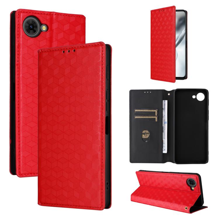 Cubic Grid Texture Flip Leather Phone Case