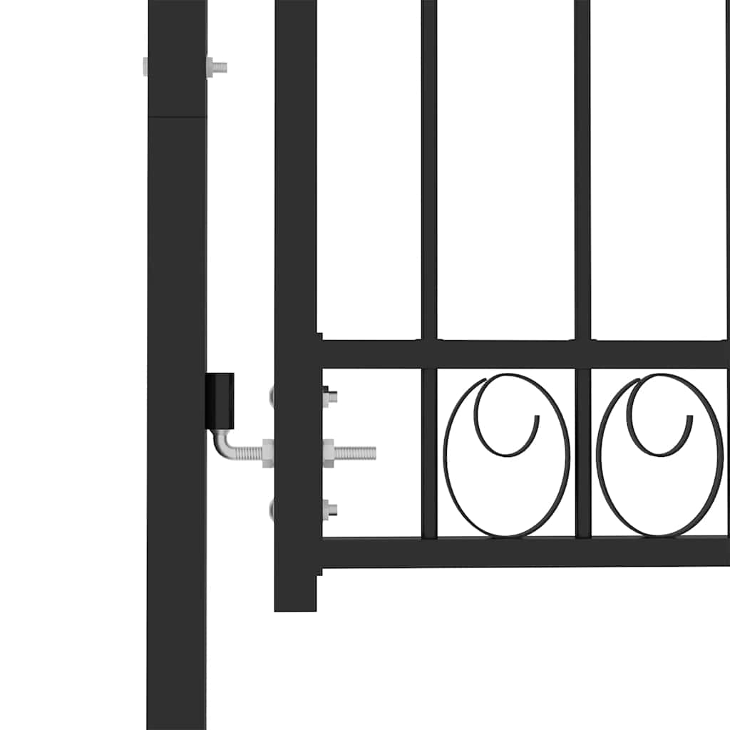 Garden Gate EMMEN with Arched Top Steel 100 x 86 cm Black
