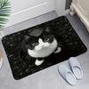 Black Cat Doormat Pet Lovers Home Decor Non Slip Absorbent Entrance Mat Funny Animal Pattern Floor Mat Washable Rug